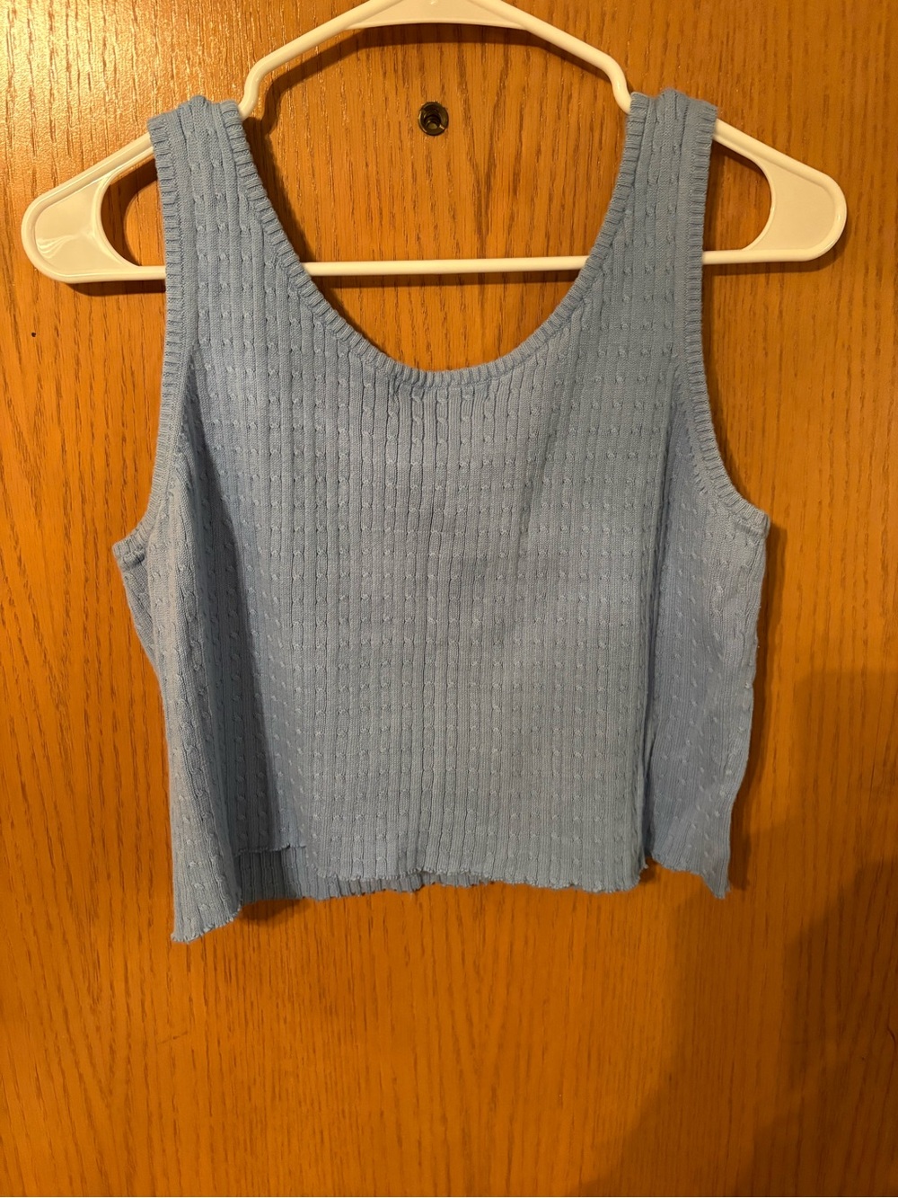Light Blue Ribbed Cropped Tank Top - Picture 4 of 4